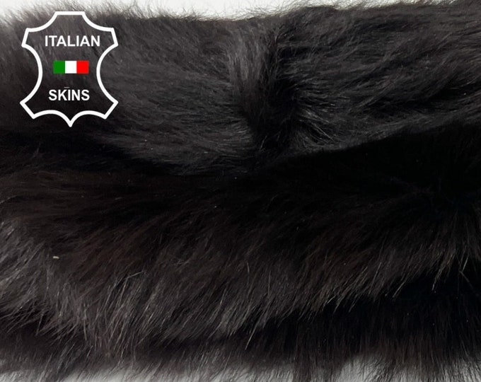 DARK BROWN sheepskin shearling fur hairy sheep lamb one side usable Italian leather skin skins 20"X25" #A9193