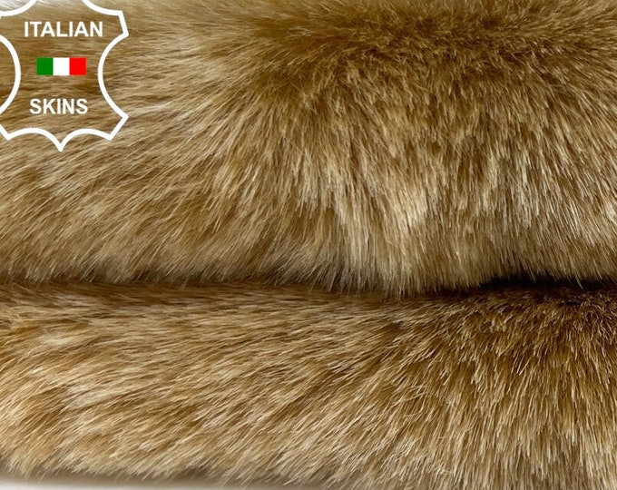 SAND LIGHT BROWN Distressed Hair On Soft sheepskin shearling fur hairy sheep Italian leather skin skins hide hides 17"x19"  #B6747