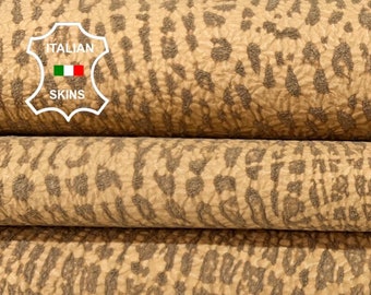 SAND BROWN CRACKED Textured Vintage Look Vegetable Tan Thick  Soft Italian Goatskin Goat Leather hide hides skin skins 4sqf 1.1mm #B6811
