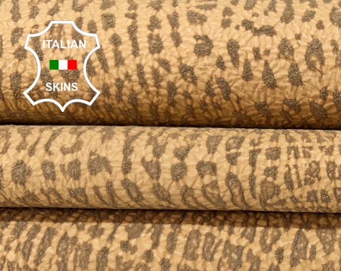 SAND BROWN CRACKED Textured Vintage Look Vegetable Tan Thick  Soft Italian Goatskin Goat Leather hide hides skin skins 4sqf 1.1mm #B6811