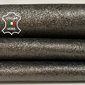 METALLIC DARK PEWTER Crispy Crinkled Soft Italian Goatskin Goat Leather hide hides skin skins 6sqf 0.9mm #B4300