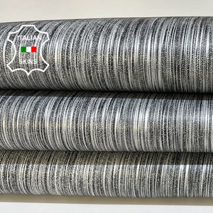 BLACK & WHITE DISTRESSED Lines Print On Vintage Look Thick Italian Goatskin Goat leather hide hides skin skins 8sqf 1.4mm #B8793