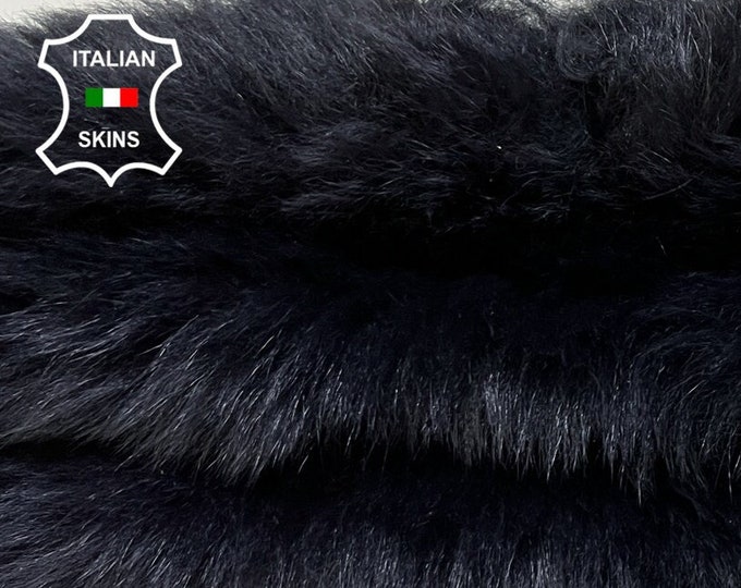 DARK BLUE Hair On Soft sheepskin Lamb shearling fur hairy sheep Italian leather hide hides skin skins 17"x21"  #B8685