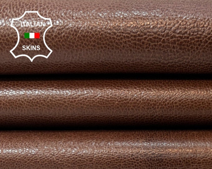 BROWN VEGETABLE TAN Semi Gloss Crinkled Italian Goatskin Goat leather hide hides skin skins 5+sqf 0.8mm #B9834