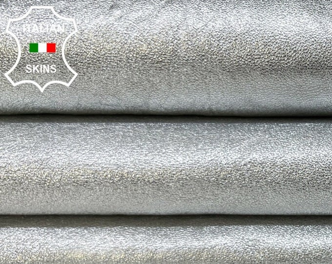 METALLIC SILVER WASHED Vegetable Tan Soft Italian Lambskin Lamb Sheep Leather hide hides skin skins 4+sqf 1.0mm #B5692