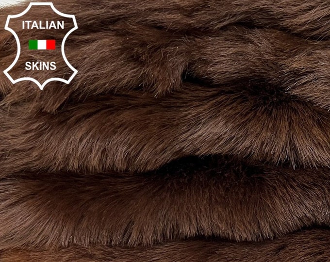 CHESTNUT BROWN Hair On Soft sheepskin shearling fur hairy sheep Italian leather pack 4 hides skins total 18"x25"  #B6740