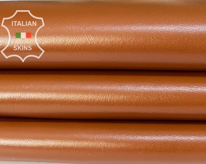 BROWN CARAMEL SHINY Italian Metis Lambskin Lamb Sheep Leather hides hide skin skins 4+sqf 0.8mm #B8008