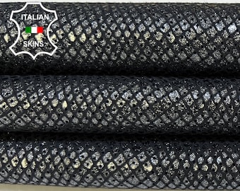 GUNMETAL PEARLIZED SNAKE Print On Pinholes Perforated Black Soft Italian Goatskin Goat Leather hide hides skin skins 3sqf 1.0mm #B8986