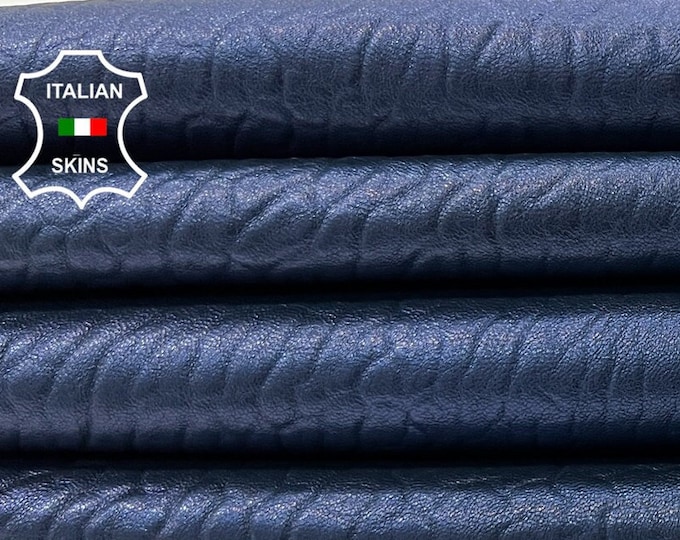 BLUE BUBBLY PEARLIZED Vegetable Tan Thick Italian Goatskin Goat Leather pack 2 hides skins total 10+sqf 1.6mm #C231