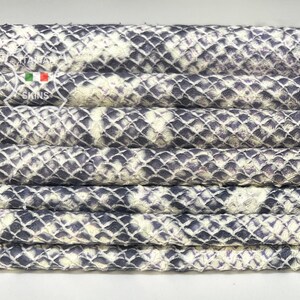 Delivered Duty paid - GRAY PYTHON SNAKE Print On Vanilla White Thin Soft Italian Lamb Leather pack 2 skins total 12+sqf 0.5mm #B7755