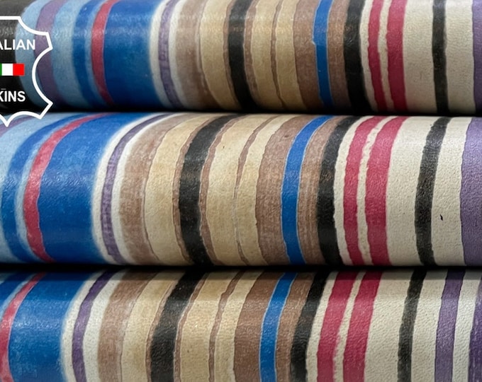 MULTICOLOR PRINT On Italian Lambskin Lamb Sheep Leather hide hides skin skins 6sqf 0.8mm #C339