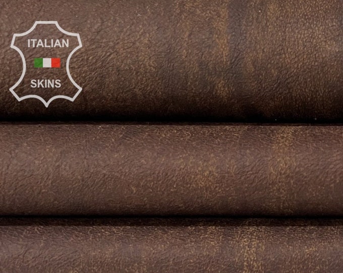 CHESTNUT BROWN Antiqued Vegetable Tan Vintage Look Thick Italian Goatskin Goat Leather hide hides skin skins 7sqf 1.1mm #B7309