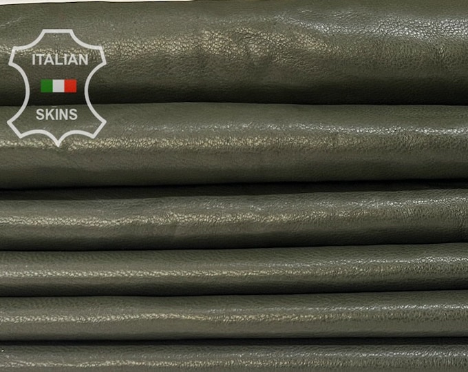 OLIVE GREEN WRINKLED Vegetable Tan Soft Italian Lambskin Lamb Sheep Leather pack 2 hides skins total 15sqf 0.8mm #B7952