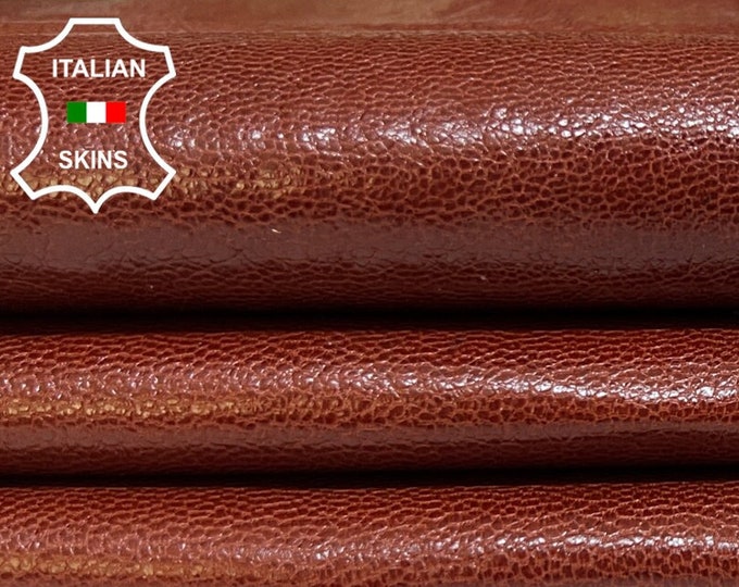 REDWOOD BROWN ROUGH Shiny Vegetable Tan Italian Lambskin Lamb Sheep Leather hide hides skin skins 6sqf 0.9mm #B4665