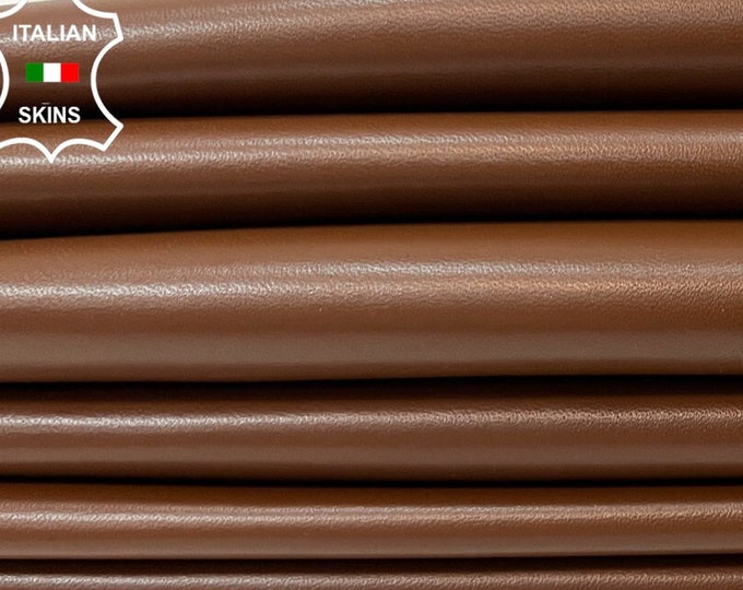CARAMEL BROWN Semi Gloss Italian Lambskin Lamb Sheep Leather pack 4 hides skins total 24sqf 0.8mm #B9797