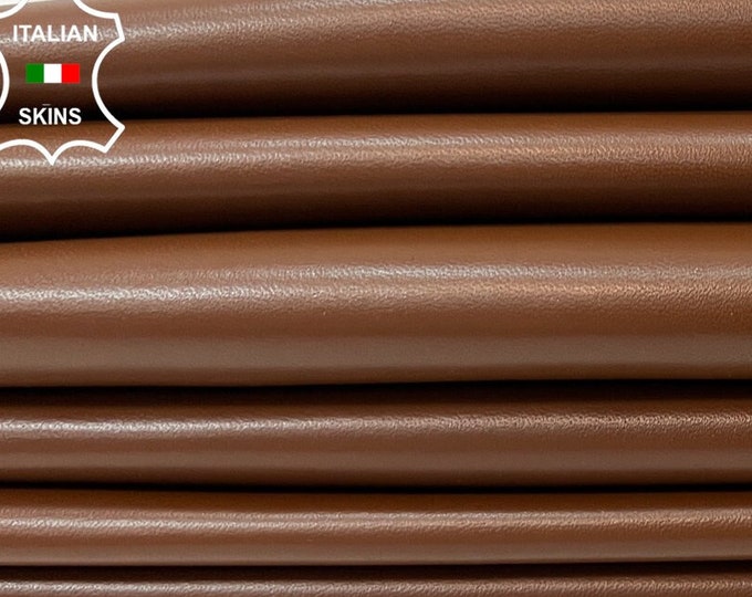 CARAMEL BROWN Semi Gloss Italian Lambskin Lamb Sheep Leather pack 4 hides skins total 24sqf 0.8mm #B9797