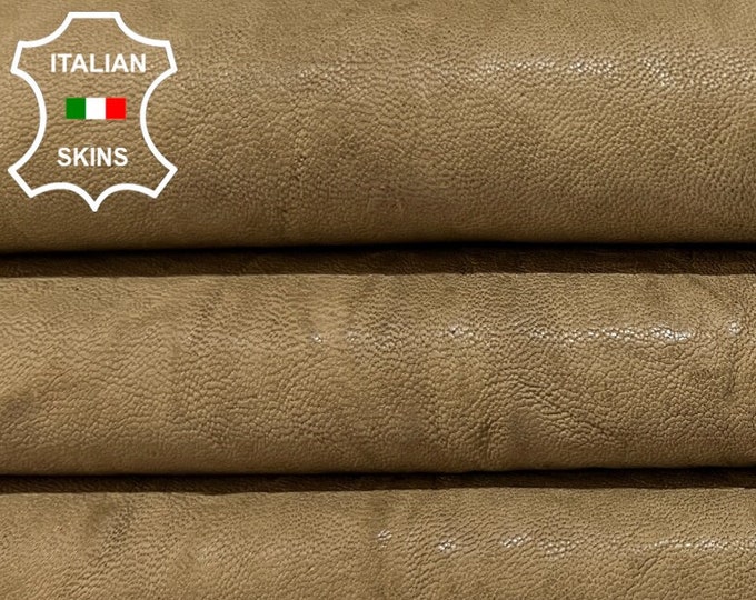 WASHED BISCUIT BEIGE Wrinkled Vegetable Tan Soft Italian Lambskin Lamb Sheep Leather hide hides skin skins 7sqf 0.9mm #B6542