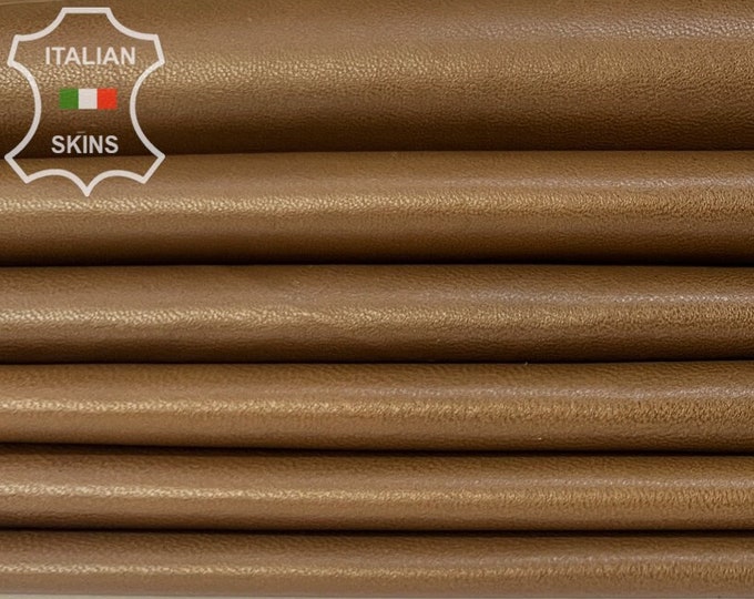 CAMEL BROWN Thin Soft Italian Lambskin Lamb Sheep Leather pack 2 hides skins total 10sqf 0.6mm #B7965