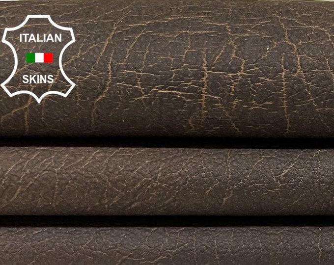 BROWN GRAINY ANTIQUED Thick Italian Calfskin Calf Cow Leather hide hides skin skins 14sqf 1.2mm #B6185