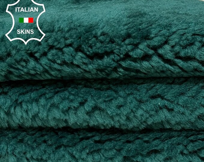 TEAL GREEN Hair On Soft sheepskin shearling fur hairy sheep Italian leather skin skins hide hides 27"x28"  #B8459