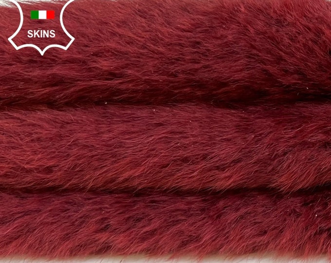 WINE BORDEAUX Short Hair On Soft sheepskin shearling fur hairy sheep Italian leather skin skins hide hides 17"x23"  #B8612