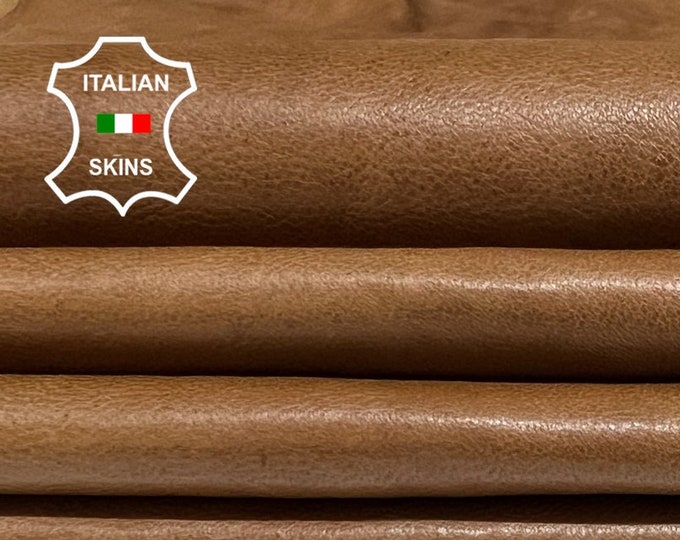 BROWN ANTIQUED VINTAGE Look Vegetable Tanned Soft Italian Lambskin Lamb Sheep leather hide hides skin skins 10sqf 0.8mm #B6390