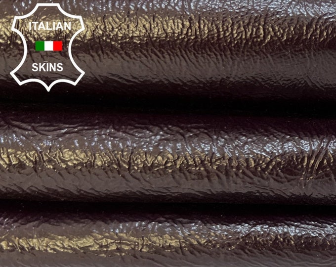 PATENT PLUM CRINKLED Italian Goatskin Goat leather hide hides skin skins 6sqf 1.0mm #B5041