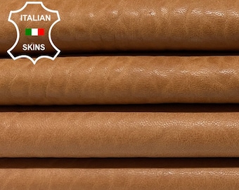 TAN LIGHT BROWN Bubbly Grainy Vegetable Tanned Thick Soft Italian Lambskin Lamb Sheep leather pack 2 hides skins total 10sqf 1.2mm #B6388