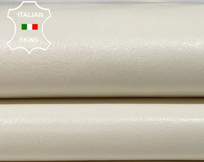 SHINY LIGHT IVORY Thick Italian Lambskin Lamb Sheep Leather hide hides skin skins 7+sqf 1.1mm #B2883