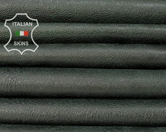 Delivered Duty Paid-BOTTLE GREEN CRINKLED Antiqued Vintage Look Thin Soft Italian Lamb Leather pack 2 skins total 12+sqf 0.6mm #B7294