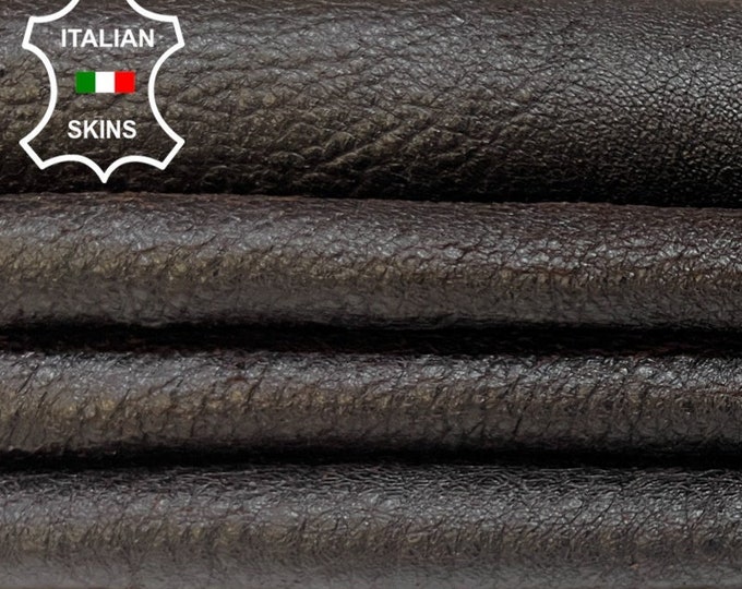 DARK BROWN VINTAGE Antiqued Crinkled Soft Italian Lambskin Sheep leather pack 2 hides skins total 10sqf 0.8mm #B4996