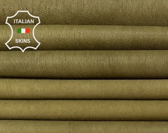 OLIVE GREEN STRETCH  Vegetable Tan Thin Soft Italian Lamb Leather pack 2 skins total 8sqf 0.6mm #B6967