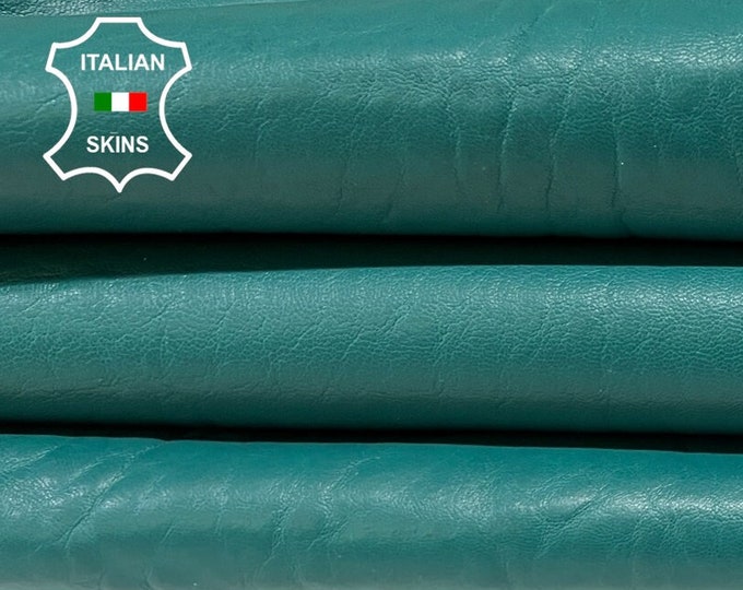 TEAL TURQUOISE GREEN Vegetable Tan Thick Italian Lambskin Lamb Sheep Leather hide hides skin skins 6sqf 1.9mm #B8899