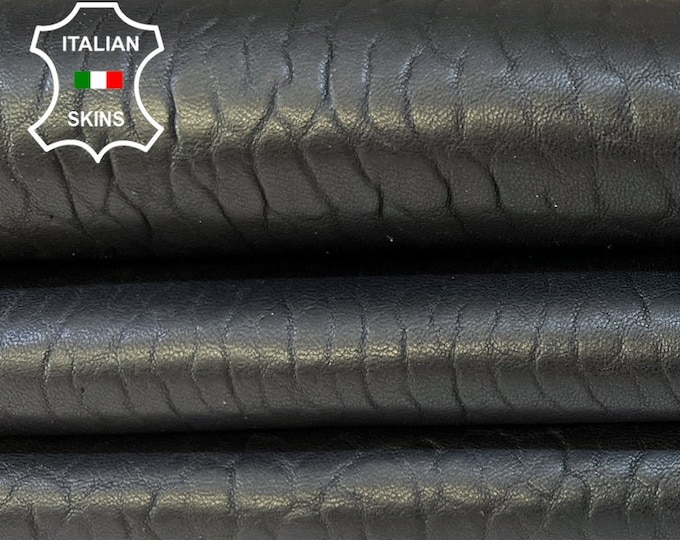 BLACK BUBBLY GRAINY Thick Soft Italian Lambskin Lamb Sheep leather hide hides skin skins 7sqf 1.8mm #B9262