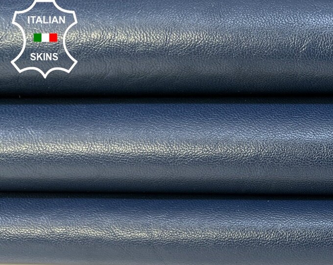 BLUE GRAINY SEMI Gloss Thick Soft Italian Lambskin Lamb Sheep Leather hide hides skin skins 8+sqf 1.5mm #B9371