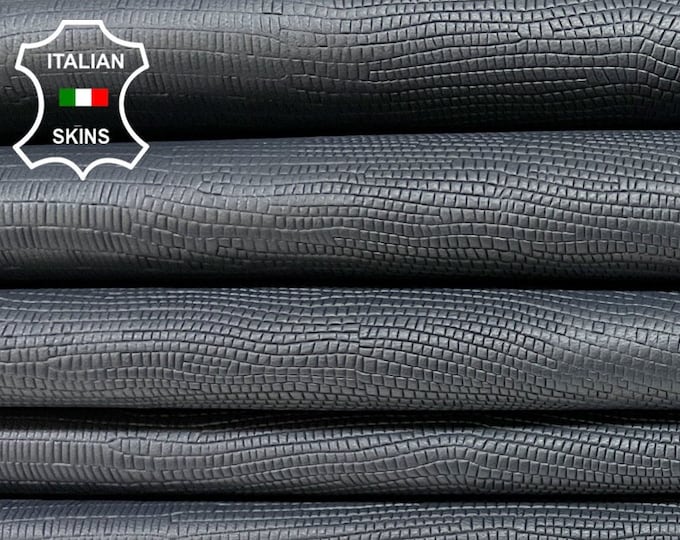 GREY Tejus Reptile Textured Embossed Print On Vegetable Tan Soft Italian Lambskin Lamb Sheep Leather pack 3 hides total 24sqf 1.0mm #B8781