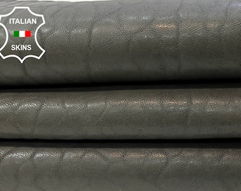 NATURAL OLIVE GREEN Bubbly Grainy vegetable tan Thick Italian Lambskin Lamb Sheep leather hide hides skin skins 6sqf 1.6mm #C82