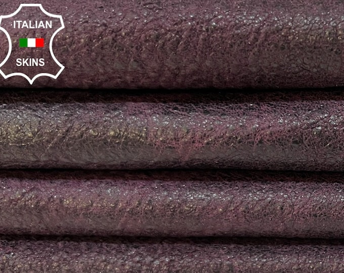 PLUM PURPLE VERY Vintage Look Vegetable Tan Soft Italian Lambskin Lamb Sheep Leather hide hides skin skins 7sqf 0.8mm #B9090