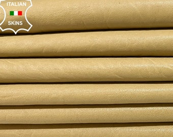 SAND BEIGE TEXTURED Vegetable Tan Thick Italian Lambskin Lamb Sheep Leather pack 3 hides skins total 16+sqf 2.1mm #B8371