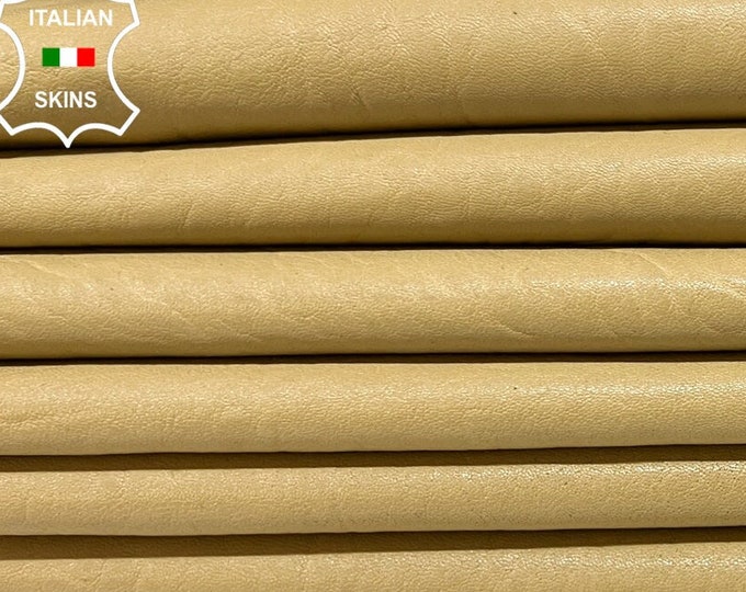 SAND BEIGE TEXTURED Vegetable Tan Thick Italian Lambskin Lamb Sheep Leather pack 3 hides skins total 16+sqf 2.1mm #B8371