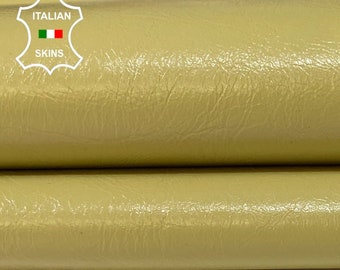 BEIGE SHINY WRINKLED Italian Lambskin Lamb sheep leather skin skins hide hides 5sqf 0.7mm #A9360