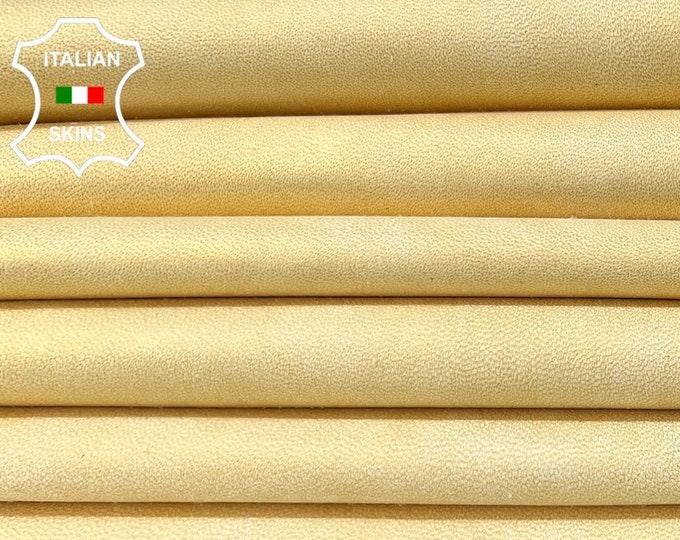 GOLD PEARLIZED DISTRESSED Vintage Look Soft Italian Lambskin Lamb Sheep leather pack 2 hides skins total 14sqf 0.8mm #B9130