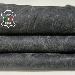 DARK TAUPE GREY Vintage Look Antiqued Rough Thick Italian Goatskin Goat Leather hide hides skin skins 5sqf 1.4mm #B9039