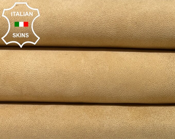 LIGHT SANDY TAN Vegetable Tan Vintage Look Soft Italian Lambskin Lamb Sheep Leather hide hides skin skins 7sqf 0.9mm #B4269