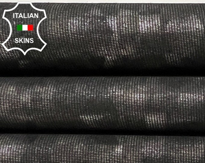 OLIVE & STEEL GEOMETRIC Print On Black Soft Italian Goatskin Goat Leather hide hides skin skins 4sqf 0.7mm #B5990