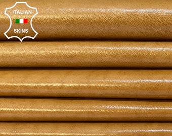 SAND TAN Shiny Vegetable Tan Crinkle Soft Italian Lambskin Lamb Sheep Leather pack 2 hides skins total 14sqf 0.9mm #B8892