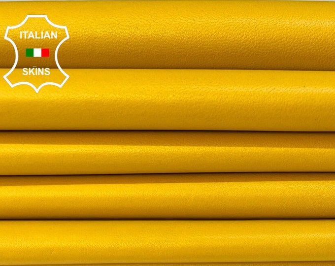 MUSTARD YELLOW Soft Italian Lambskin Lamb Sheep leather pack 2 hides skins total 15sqf 0.9mm #B9265