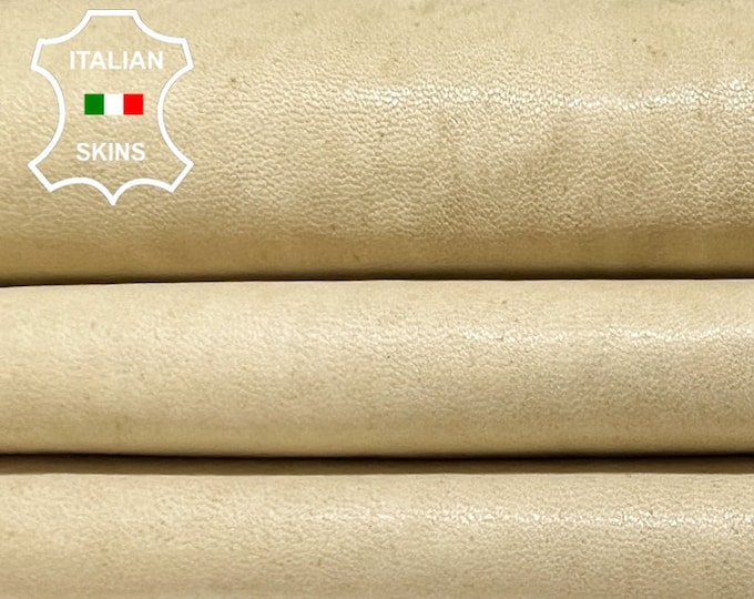 BEIGE IVORY VEGETABLE Tan Vintage Look Soft Italian Lambskin Lamb Sheep Leather hide hides skin skins 6+sqf 0.8mm #B6437