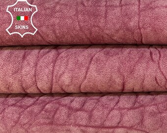 WINE TEXTURED Stonewash Vintage Look Vegetable Tan Thick Soft Italian Lambskin Lamb Sheep Leather hide hides skin skins 6sqf 1.2mm #B8962