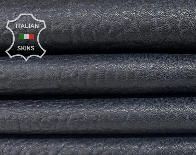 ANTHRACITE MIDNIGHT VERY Dark Blue Grainy Vegetable Tan Soft Italian Lambskin Lamb Sheep Leather hide hides skin skins 6+sqf 0.9mm #B7675